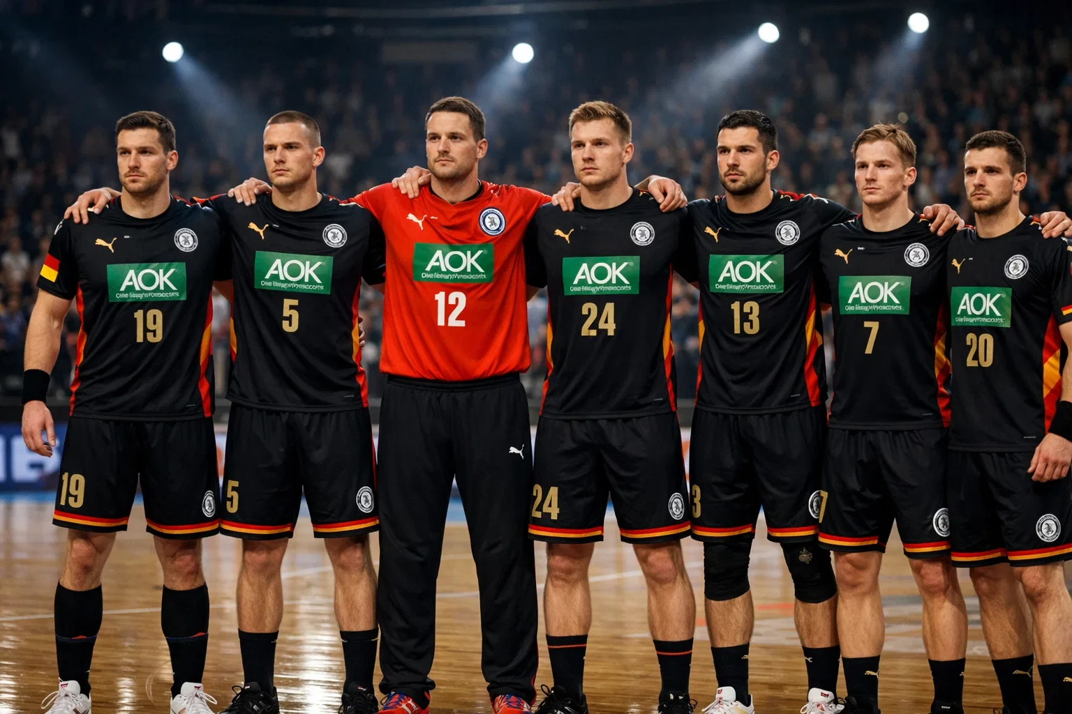Deutsche Handball-Nationalmannschaft vor einem WM-Spiel