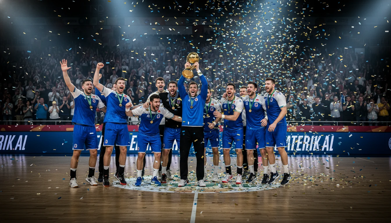 Handball-Team feiert mit dem WM-Pokal