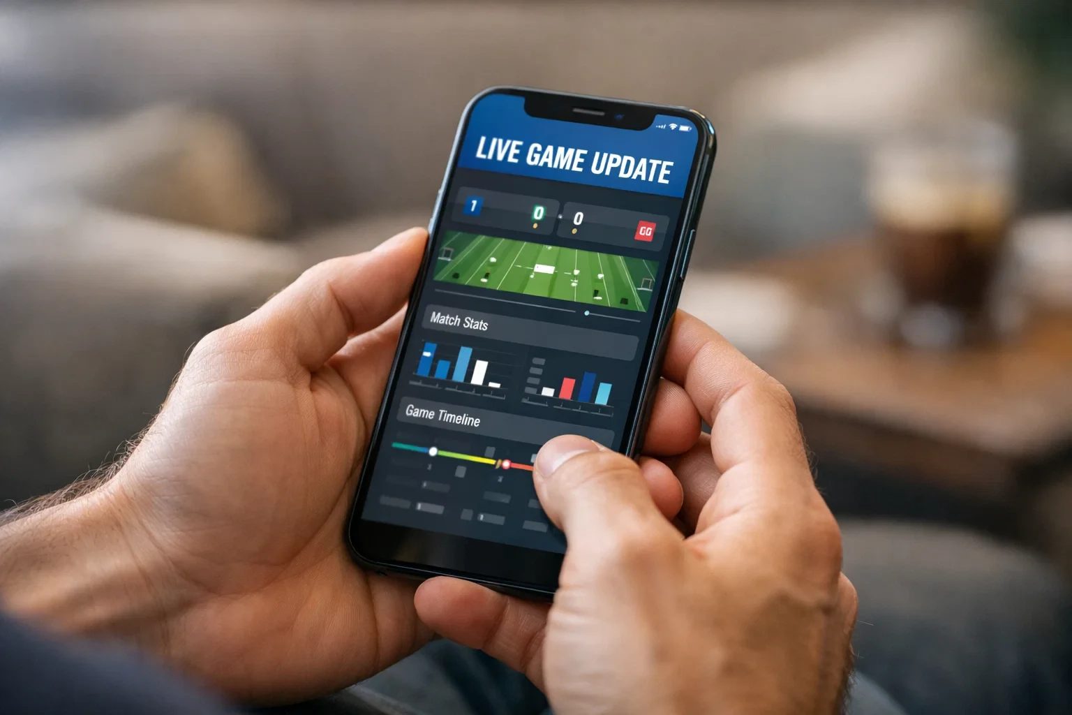 Smartphone mit Live-Wetten-App bei einem Handball-Spiel